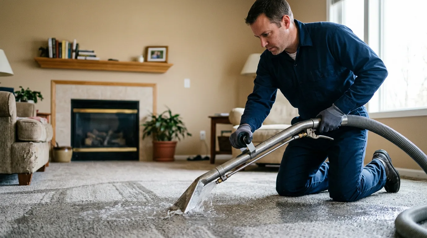 Water damage restoration technician working near Port Monmouth, NJ